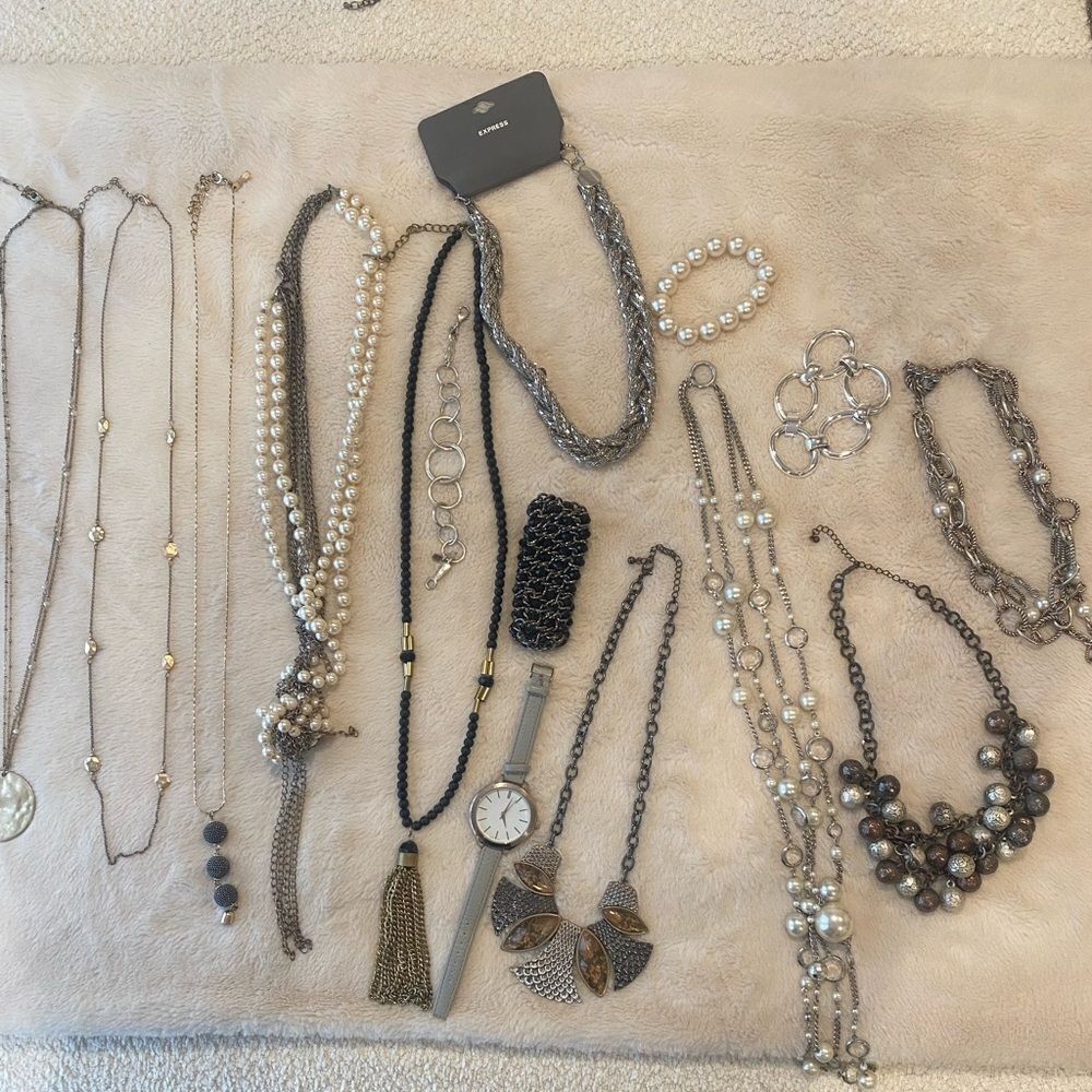 Silver and Gold Necklaces with Chains Pendants and Beads